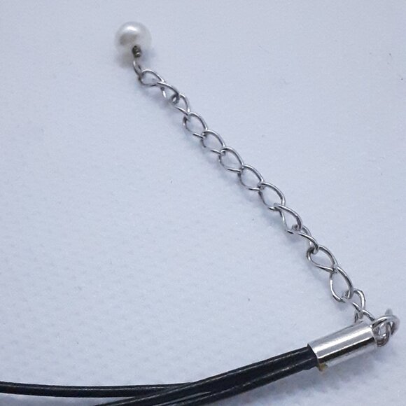 New with Tags Boho Style Rubber Faux Pearl and Sterling Necklace - Picture 6 of 9